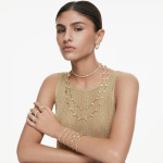 Stilla cocktail ring Round cut, Pavé, White, Gold-tone plated